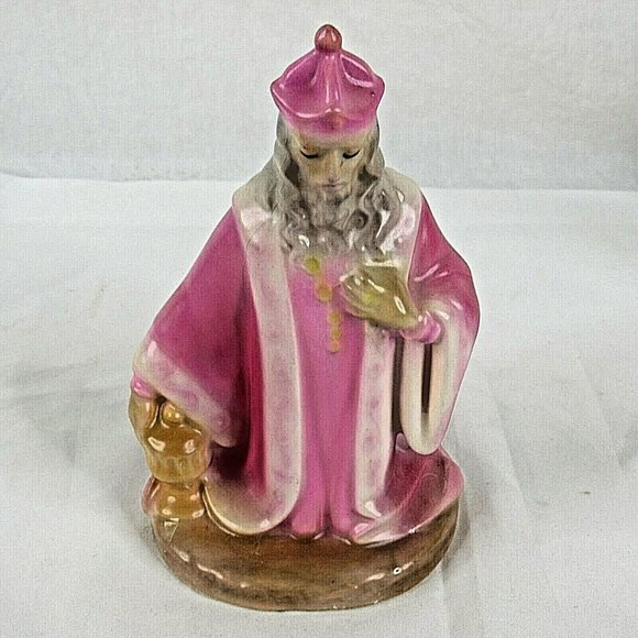 Vintage Christmas Nativity Set Hand Painted 8"  6 pc 1980s Ceramic - Picture 6 of 12